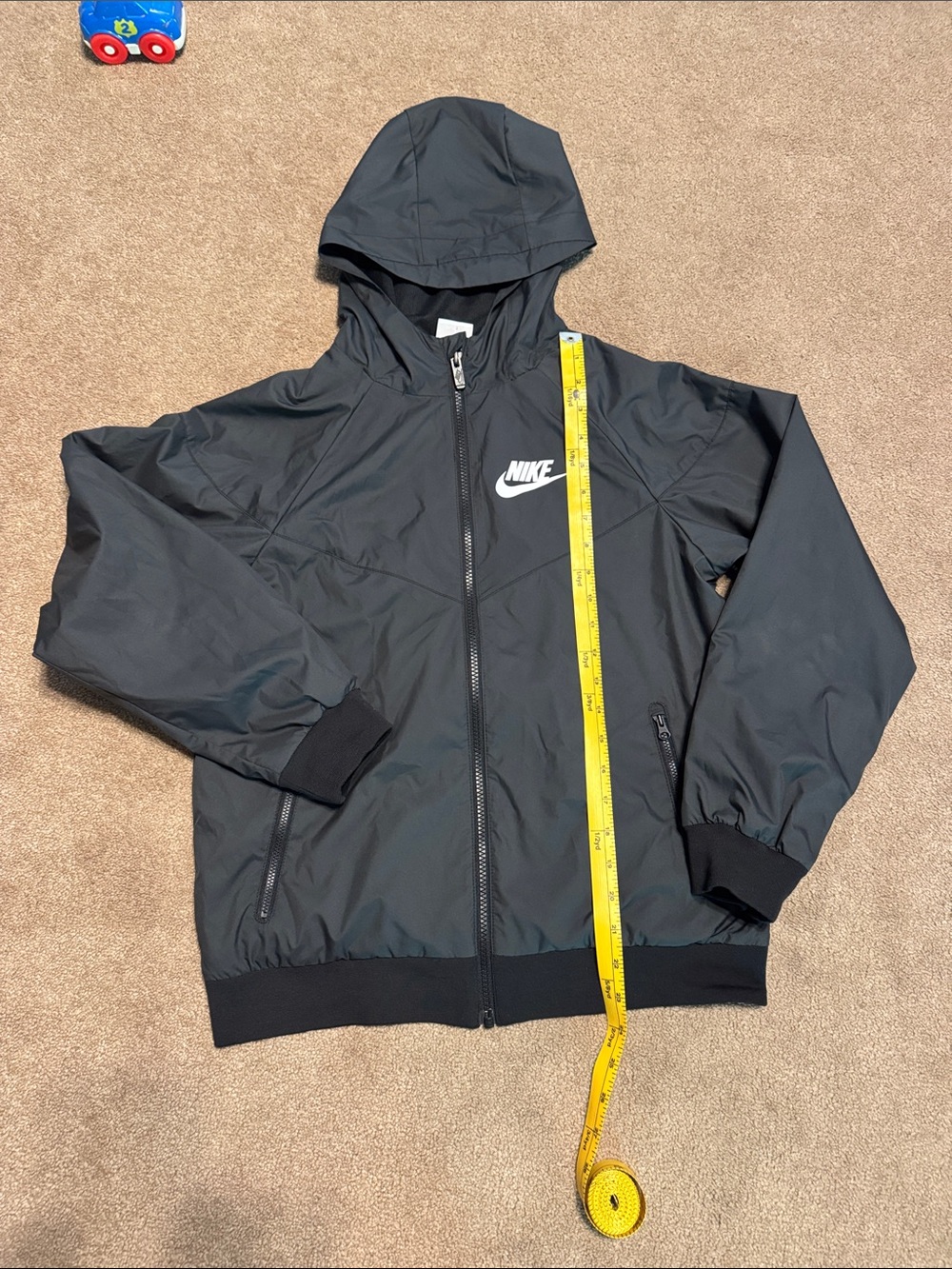 Nike Black Hooded Windbreaker with White Swoosh